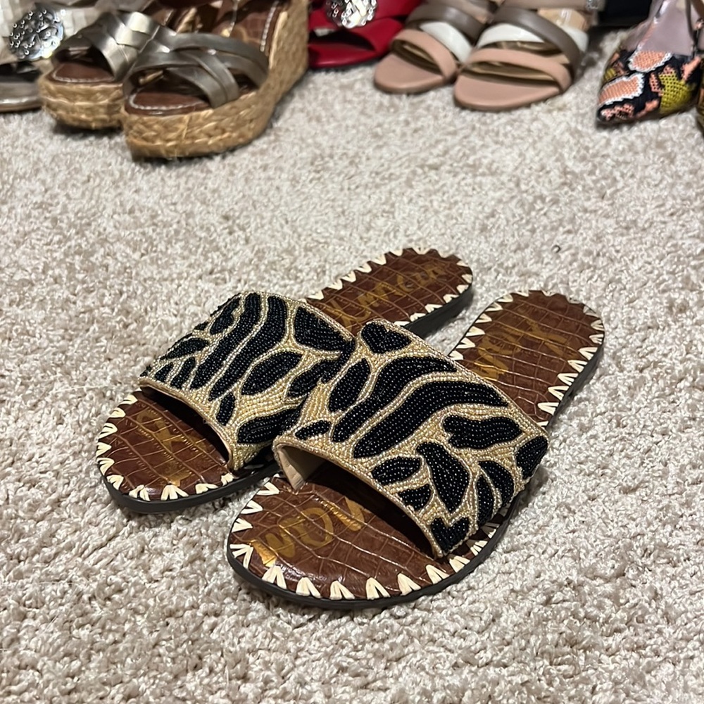 Sam Edelman sandals beautiful zebra beads detail used gently true to size - Picture 14 of 17